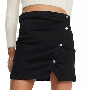 Free People We The Free Notched Denim Wrap Skirt Black
